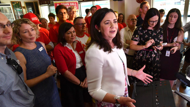 Premier Annastacia Palaszczuk held her first campaign event at Darra's Cementco Bowls Club.