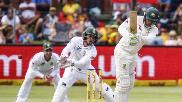 Patient knock: Usman Khawaja compiles more runs in a slow grind of an innings perfect for the situation in Port Elizabeth.
