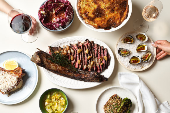 Steaks are aged in-house. 