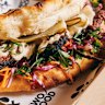 The Fold is the namesake sandwich made on a chargrilled Turkish flatbread. 