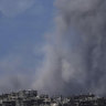 Smoke rises following an Israeli bombardment in the Gaza Strip, as seen from southern Israel on Thursday (AEDT).