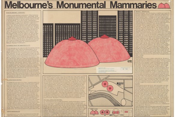 A Melbourne Landmark Competition entry: Peter Deutsch, Westmount, Quebec, Canada; “Melbourne’s Monumental Mammaries”.