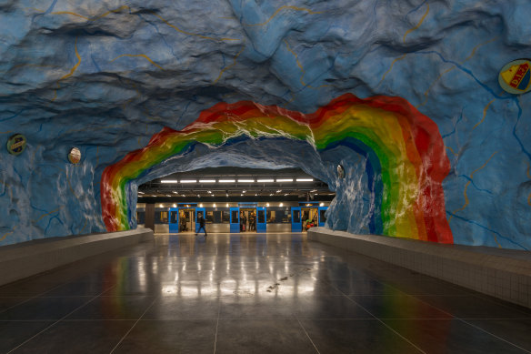 Stadion metro station in Stockholm.
