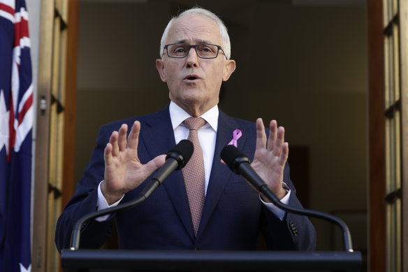 Prime Minister Malcolm Turnbull delivers a press statement at Parliament House in Canberra on Thursday.