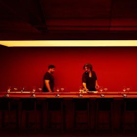 An omakase counter is part of the experience.