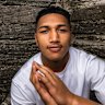 Loko Pasifiki Tonga poses for a portrait at Clovelly Beach in Sydney, Wednesday, 7 May 2025. Loko will make his NRL debut for Dragons and has lived in NZ, Melb, Bris and Sydney and who initially didn’t make the school team, but now literally considered the next big thing. Photo: Sam Mooy / The Sydney Morning Herald