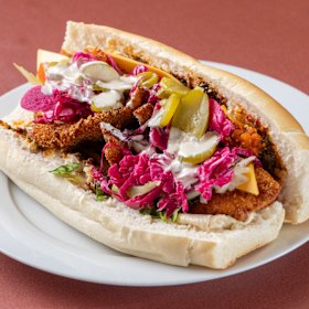 The garlic and paprika schnitzel with Moroccan-spiced carrots.