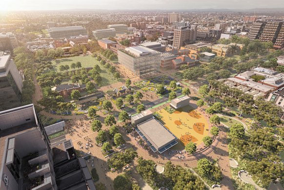 An artist’s impression of the University of Melbourne’s entrance without the John Medley Building.