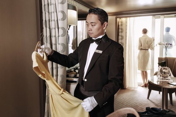 Even if tips are included, it’s nice to tip for special service. Pictured: Butler service on board Silversea.