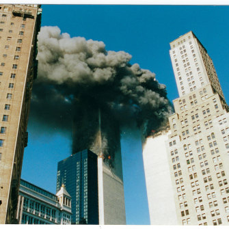 A shot taken by Tania Mattei as she left her apartment building on September 11, 2001.