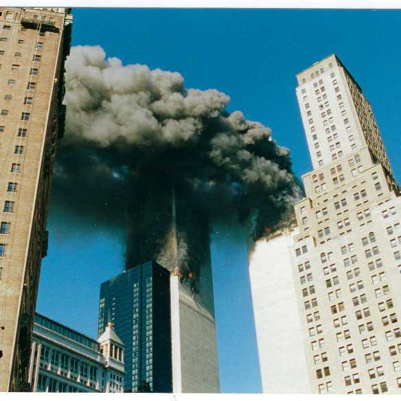 A shot taken by Tania Mattei as she left her apartment building on September 11, 2001.