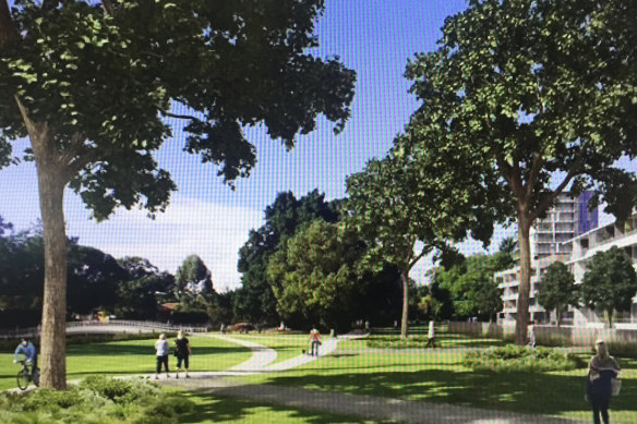 A revitalised Powells Creek at Homebush ... artist's impression. 