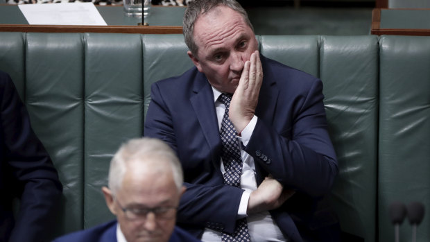 Sources say Deputy Prime Minister Barnaby Joyce, pictured on Monday, will hang on to his position if no new scandals emerge.