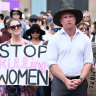 Premier Steven Miles at the Brisbane rally in King George Square to end gendered violence in April..