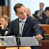 Senior counsel assisting the inquiry Edward Gisonda SC during the Commission of Inquiry into the CFMEU and Misconduct in the Construction Industry in Brisbane on Tuesday.