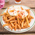 Fried eggs on chips at the Bunyip Hotel in Cavendish, Victoria.