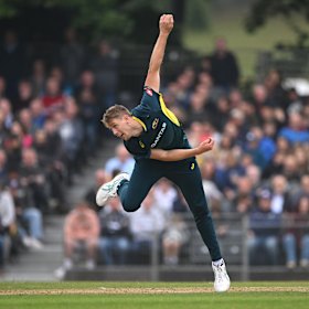 Cameron Green bowling in the UK in September.