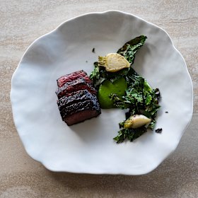 Wagyu with dashi and turnip at the MCA’s Canvas restaurant.