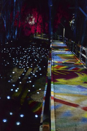 The walkway in Moama Lights.