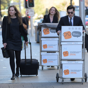 Lawyers acting for parties involved in the row over Hope Downs arrive at the David Malcolm Justice Centre.