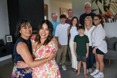 ‘It’s brought more love’: Nancy, Rache and their family.
