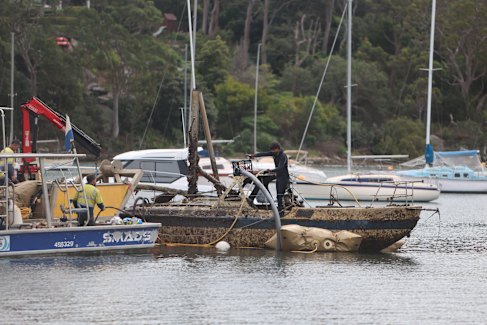 Maritime NSW pulled out a sunken boat at Woodford Bay in April. Its owner lives in western NSW and could not afford the bill, so it was left to taxpayers to foot.