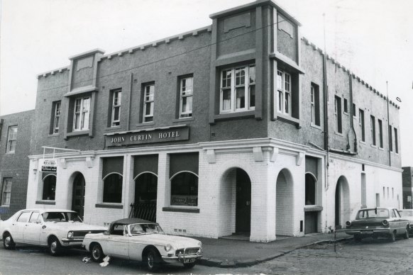 The Curtin Hotel, pictured in 1973, commemorates a prime minister who had a problem with compulsive drinking.