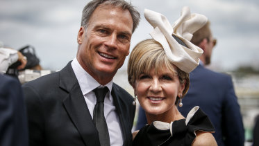 David Panton and Julie Bishop pictured at Derby Day in 2015.  