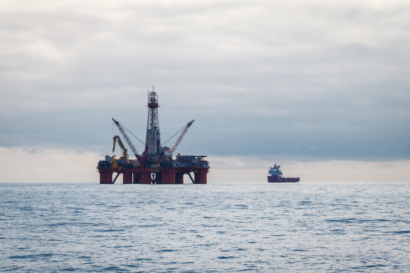 A drilling rig in the Barents Sea. Groups in Norway are taking their government to court for opening up new mining.
