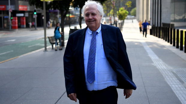 Businessman Clive Palmer outside court.