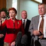 One Nation’s Pauline Hanson, member for Farrer David Farley and Barnaby Joyce.