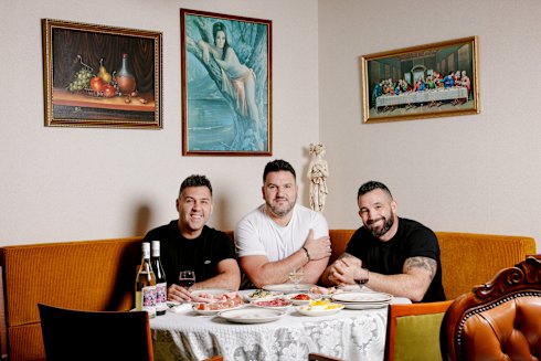 Sooshi Mango’s Carlo Salanitri, Joe Salanitri and Andrew Manfre upstairs at their Carlton restaurant, Johnny, Vince &amp; Sam’s.