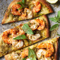 Manoush-style pizzas with prawns and chilli.