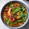 Japanese prawn and rice soup is a riot of textures.