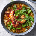 Japanese prawn and rice soup is a riot of textures.