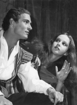 A young Andrew McLennan in a production of The Tempest with Alison Bauld in 1963.