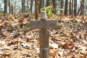 Border mark: Just across the border from north-west Thailand, Burmese civilians and resistance fighters have been left to fend for themselves. 