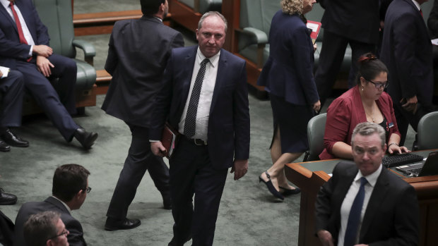 Deputy Prime Minister Barnaby Joyce during the vote.