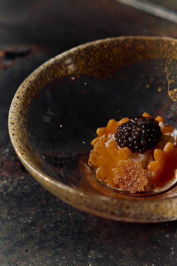 Crystal snow crab, pumpkin, sudachi and caviar at Amaru.