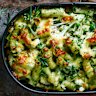 Bake your super green mac and cheese until it’s golden and bubbling.