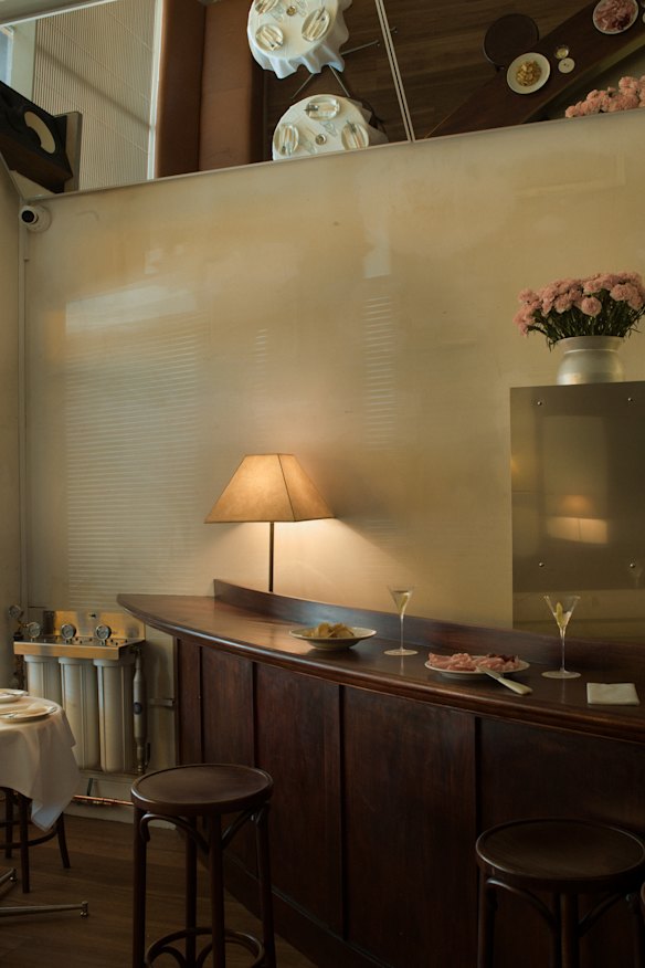 The Gerald’s bar top remains but almost everything else at Bar Carnation is fresh, including slanted ceiling mirrors “for people watching”.