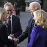 President Joe Biden and first lady Jill Biden welcome Prime Minister Anthony Albanese and his partner Jodie Haydon to the White House on Tuesday.