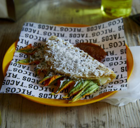 Zucchini flower quesadilla.