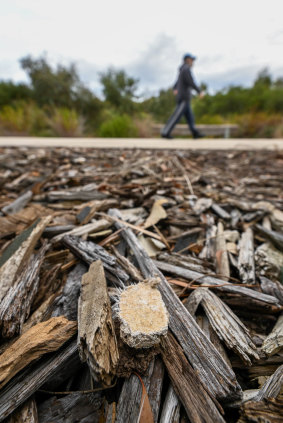 Asbestos material was found in tanbark along the Kororoit Creek in Altona North in April.