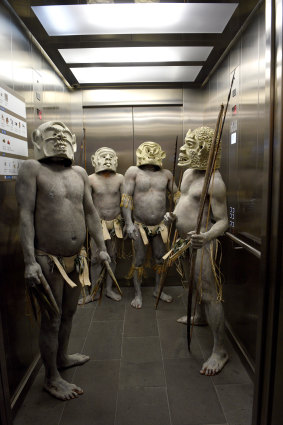 The Asaro Mud Men of the Eastern Highlands of Papua New Guinea at the Australian Museum in 2016.