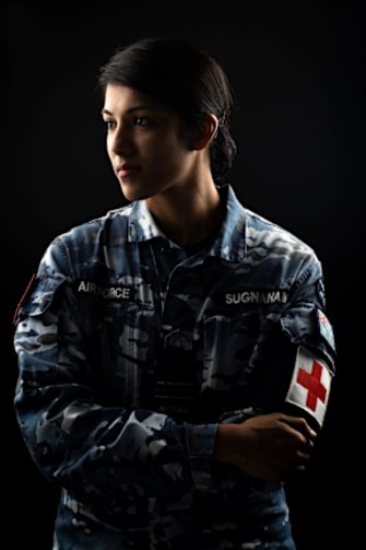 Squadron Leader Ajitha Sugnanam is a dentist but works mostly as a capability development officer in Headquarters Health Services Wing at RAAF Base Amberley, near Brisbane.