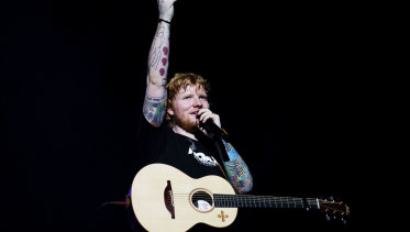 Ed Sheeran performing in Sydney at ANZ stadium on March 15.