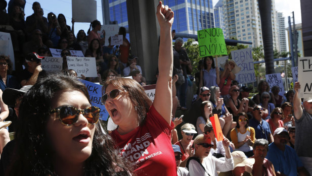 A protest against guns on the steps of the Broward County Federal courthouse in Fort Lauderdale, Florida.