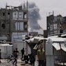 Smoke rises from an Israeli airstrike in Jabalia, northern Gaza Strip.