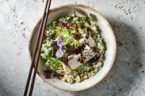 Green tofu bibimbap.